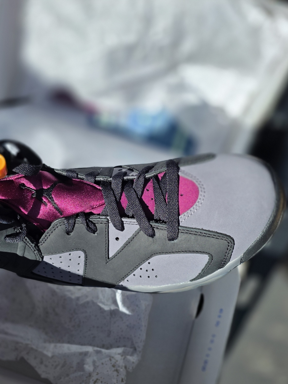 Gray and Magenta Athletic Sneaker
